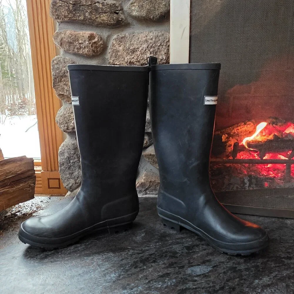 Smith & Hawken Black Rubber Rain/Snow Winter Boots Size 8